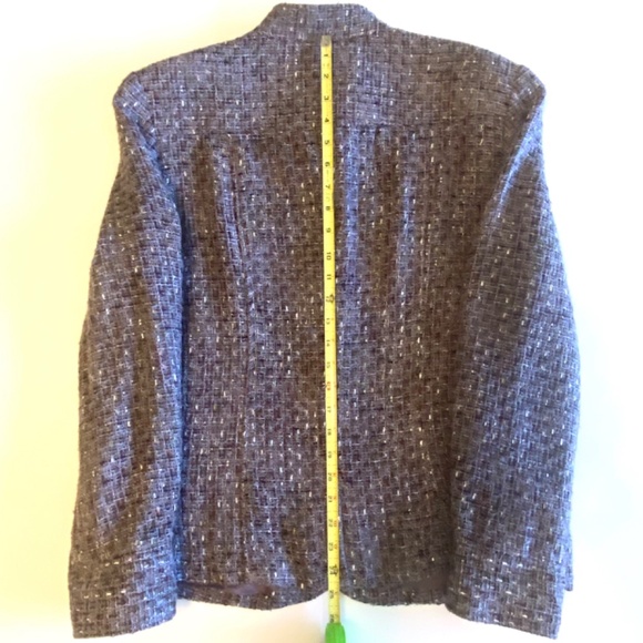 Coldwater Creek Purple Tweed Bouclé Chef Collar Blazer Jacket Size 16 Shaped Fit - Picture 13 of 13